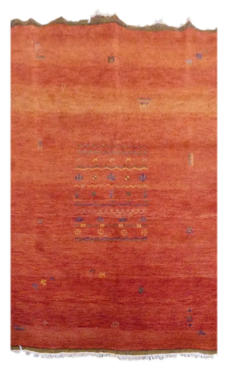 One Of The Kind Indian Hand-Knotted Gabbeh Rug 6'9" X 4'8"
